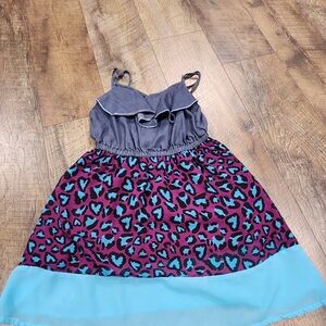 Dollhouse Gray and Blue Leopard Print Kids Dress